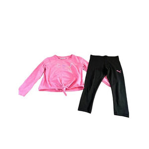 Puma Toddler Girls Athletic Leggings/Top Set Pink/Black Size 4T